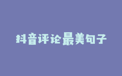 抖音评论最美句子