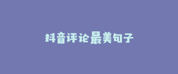 抖音评论最美句子