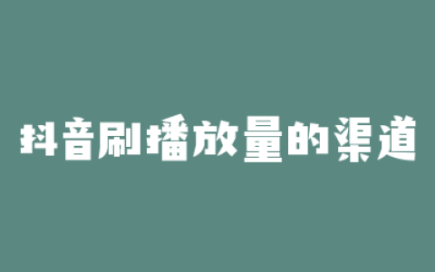 抖音刷播放量的渠道