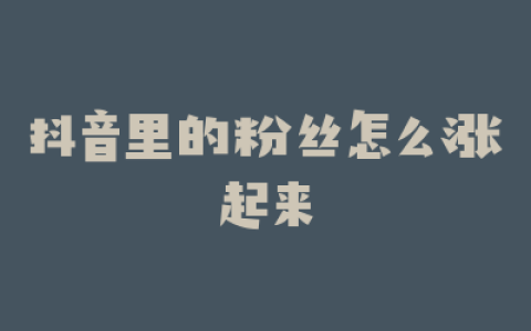 抖音里的粉丝怎么涨起来