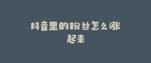 抖音里的粉丝怎么涨起来