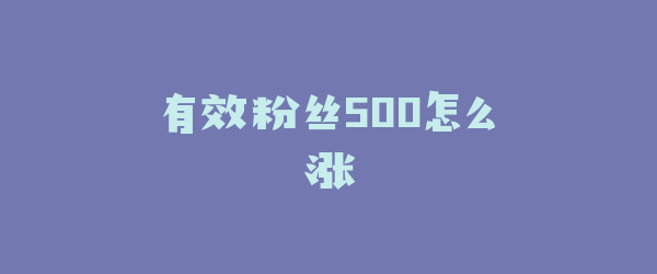 有效粉丝500怎么涨