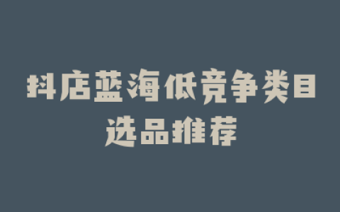 抖店蓝海低竞争类目选品推荐
