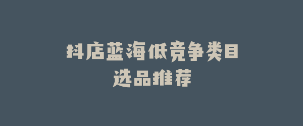 抖店蓝海低竞争类目选品推荐