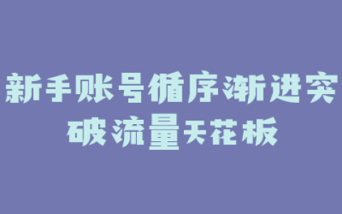 新手账号循序渐进突破流量天花板