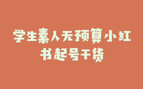 学生素人无预算小红书起号干货