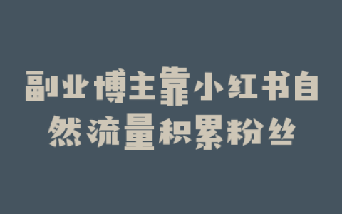副业博主靠小红书自然流量积累粉丝