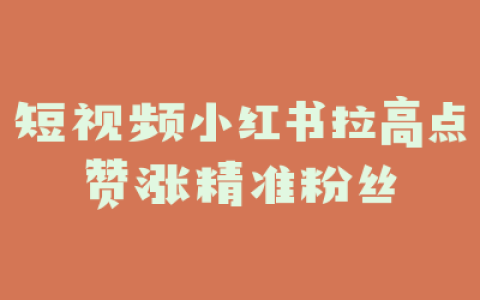短视频小红书拉高点赞涨精准粉丝