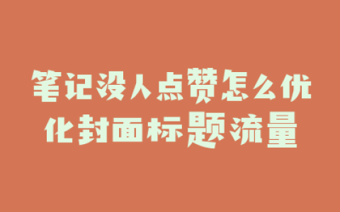 笔记没人点赞怎么优化封面标题流量