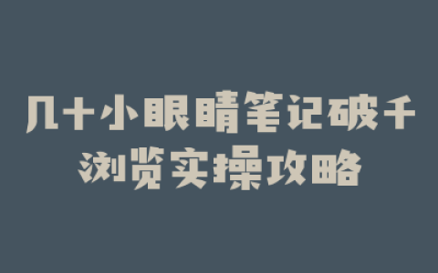 几十小眼睛笔记破千浏览实操攻略