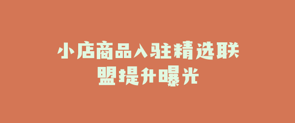 小店商品入驻精选联盟提升曝光