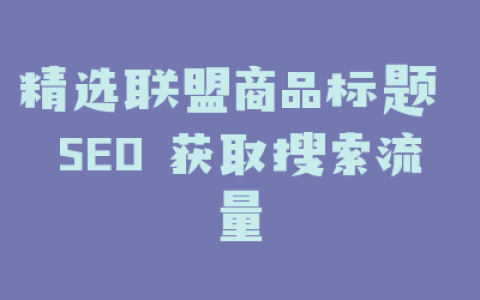 精选联盟商品标题 SEO 获取搜索流量