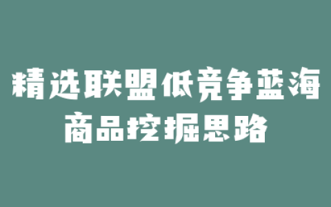 精选联盟低竞争蓝海商品挖掘思路