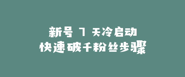 新号 7 天冷启动快速破千粉丝步骤