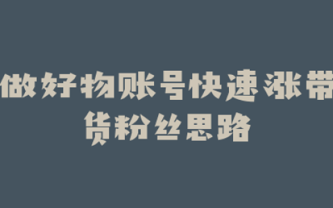 做好物账号快速涨带货粉丝思路