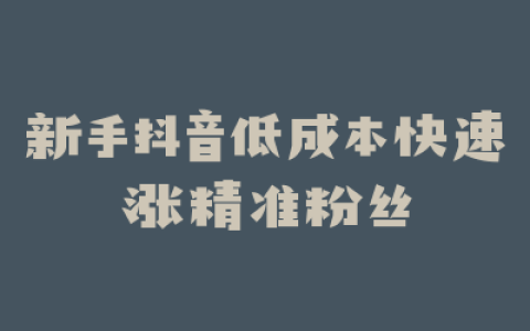新手抖音低成本快速涨精准粉丝
