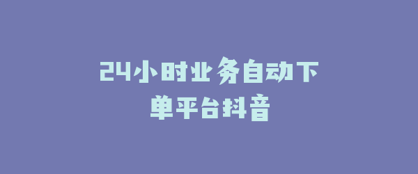 24小时业务自动下单平台抖音