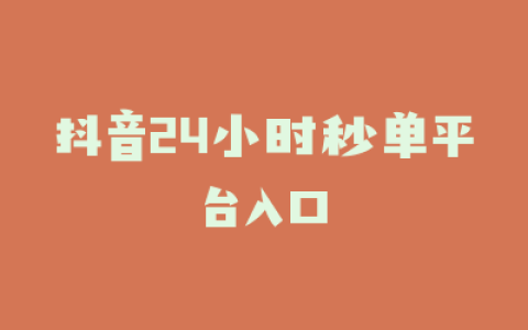 抖音24小时秒单平台入口
