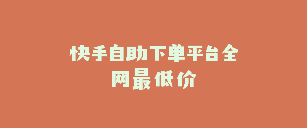 快手自助下单平台全网最低价