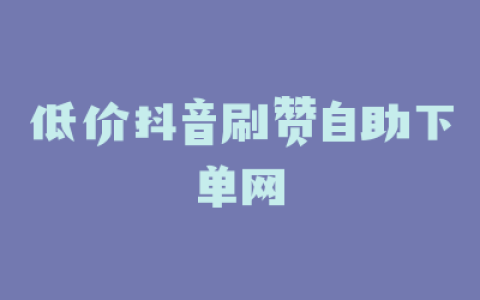 低价抖音刷赞自助下单网