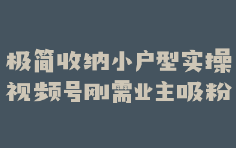 极简收纳小户型实操视频号刚需业主吸粉