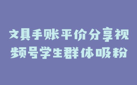 文具手账平价分享视频号学生群体吸粉