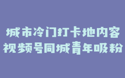 城市冷门打卡地内容视频号同城青年吸粉