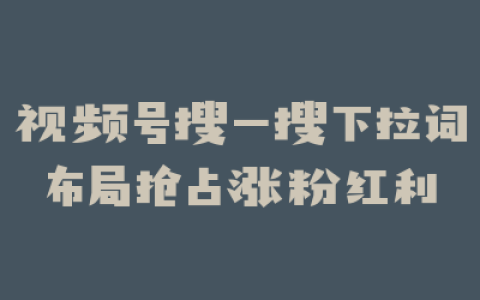 视频号搜一搜下拉词布局抢占涨粉红利