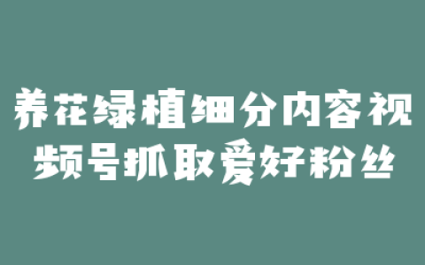 养花绿植细分内容视频号抓取爱好粉丝