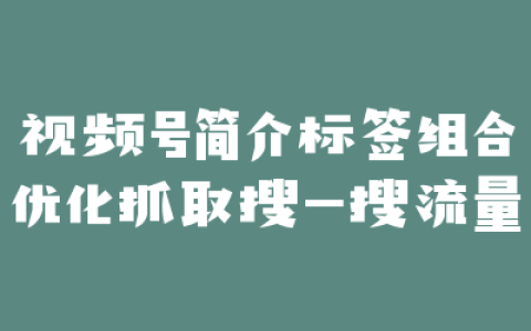 视频号简介标签组合优化抓取搜一搜流量