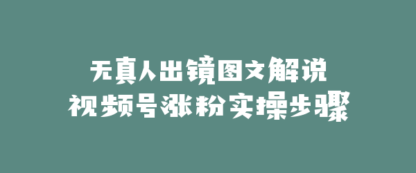 无真人出镜图文解说视频号涨粉实操步骤