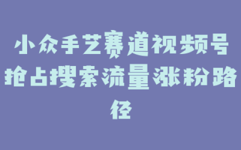 小众手艺赛道视频号抢占搜索流量涨粉路径