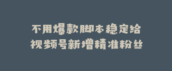 不用爆款脚本稳定给视频号新增精准粉丝