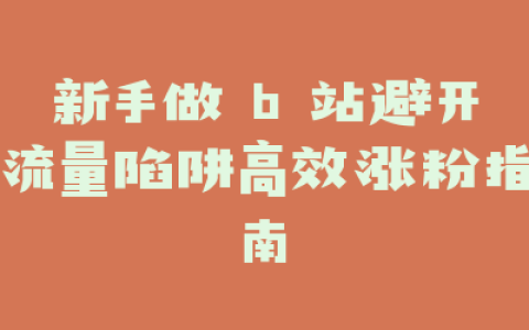 新手做 b 站避开流量陷阱高效涨粉指南