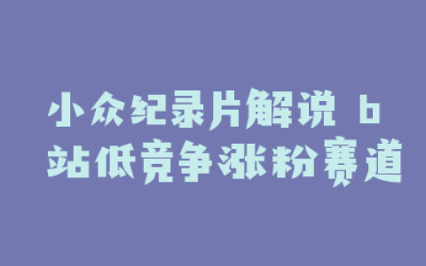 小众纪录片解说 b 站低竞争涨粉赛道