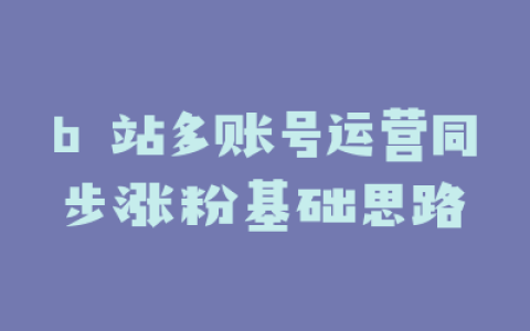 b 站多账号运营同步涨粉基础思路