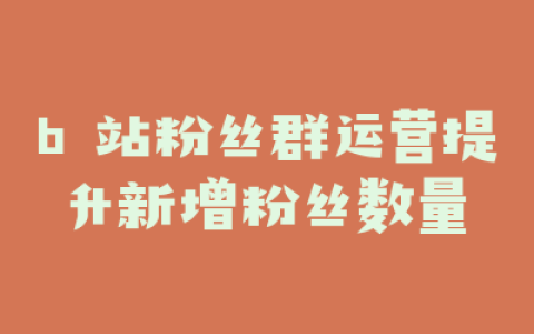 b 站粉丝群运营提升新增粉丝数量