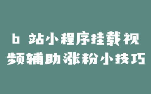 b 站小程序挂载视频辅助涨粉小技巧
