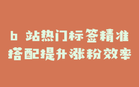b 站热门标签精准搭配提升涨粉效率