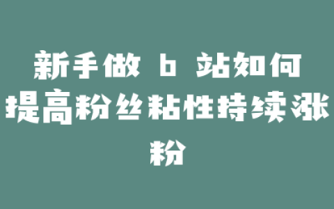 新手做 b 站如何提高粉丝粘性持续涨粉