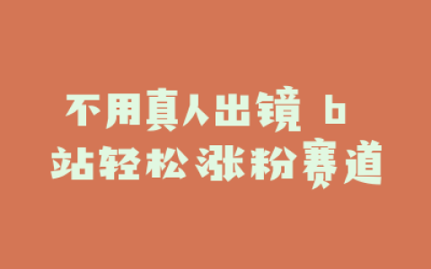 不用真人出镜 b 站轻松涨粉赛道