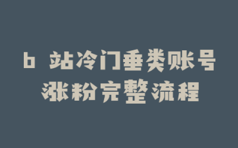 b 站冷门垂类账号涨粉完整流程