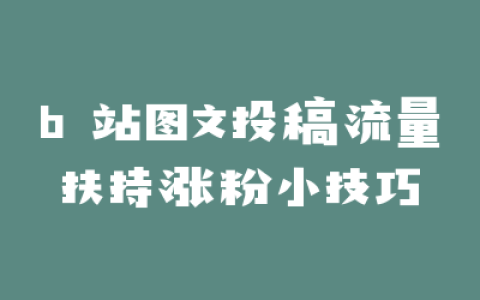 b 站图文投稿流量扶持涨粉小技巧