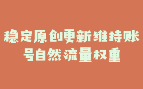 稳定原创更新维持账号自然流量权重