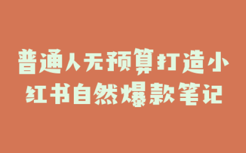 普通人无预算打造小红书自然爆款笔记