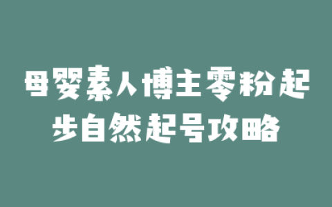 母婴素人博主零粉起步自然起号攻略