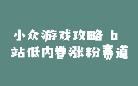 小众游戏攻略 b 站低内卷涨粉赛道