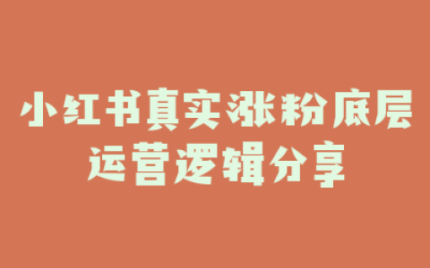 小红书真实涨粉底层运营逻辑分享