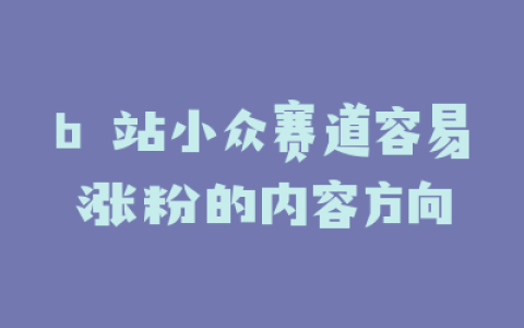 b 站小众赛道容易涨粉的内容方向
