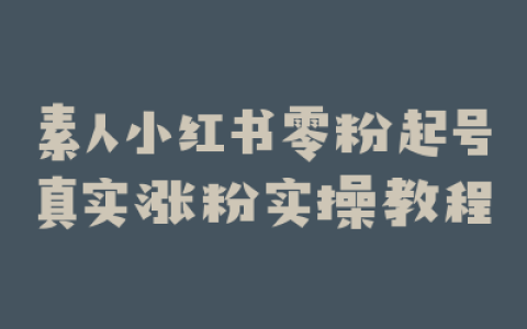 素人小红书零粉起号真实涨粉实操教程